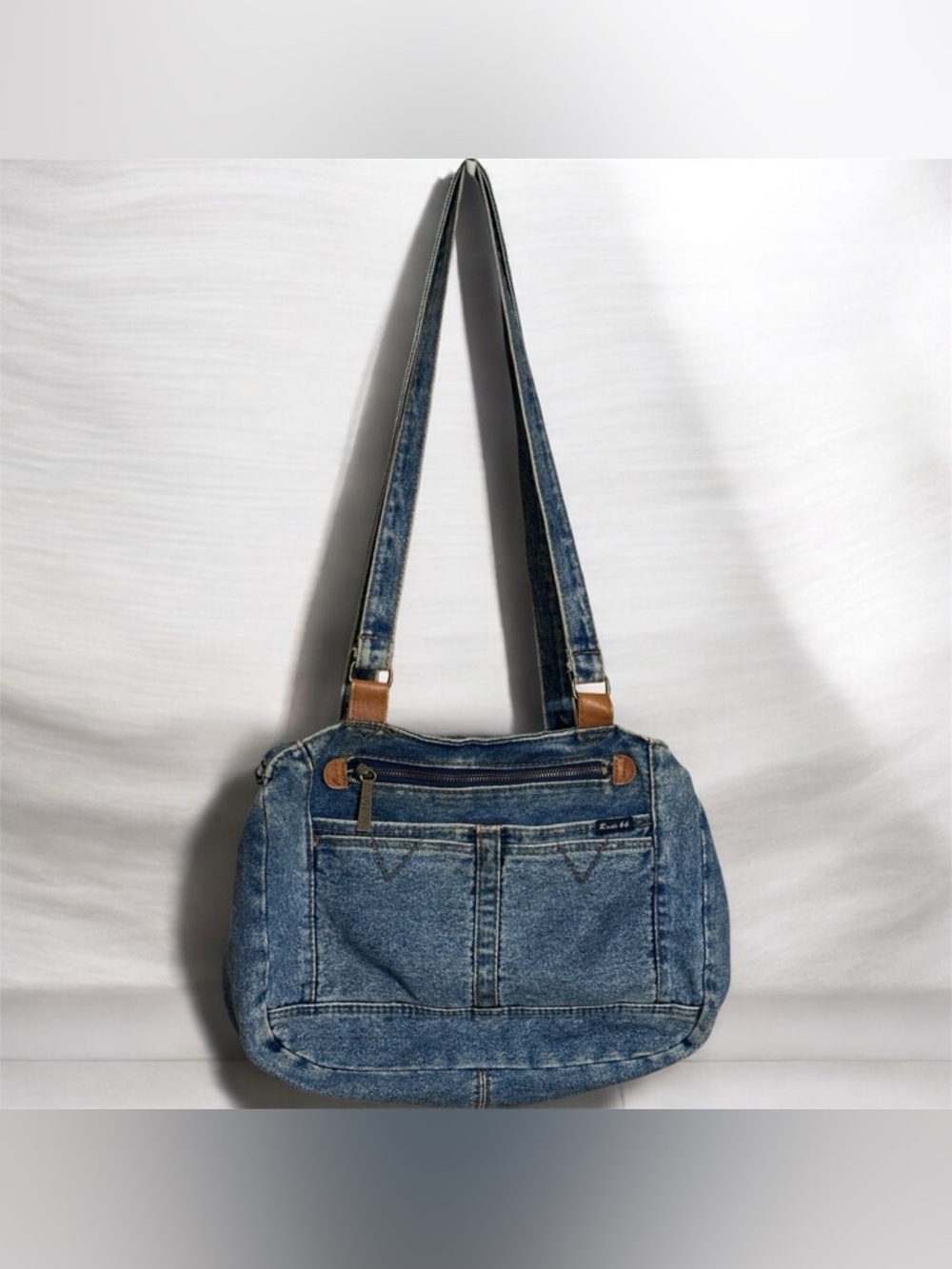 Y2K Vintage Denim Shoulder Bag | Multi-Pocket Route 66